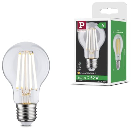 Paulmann 29121 Eco-Line Filament 230V LED Birne E27 1er-Pack 840lm 4W 3000K Klar Leuchtmittel