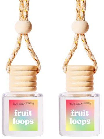 COOLGIRLCANDLES Fruit Loops Car Air Hanging Fragrance Oil Diffuser for Essential Oils, Long Lasting Car Diffuser Bottle