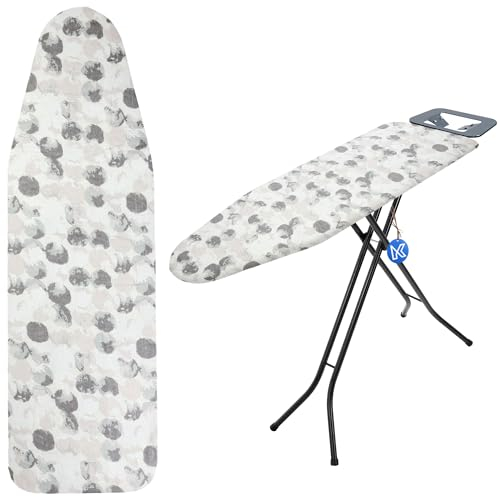 KADAX Bügelbrettbezug mit Kordelzug, Robuster Bügeltischbezug für knitterfreies Bügeln, Universelle Bügelbrett- Abdeckung, Ersatzbügeltischbezug (Graue Flecken, 140x50cm)