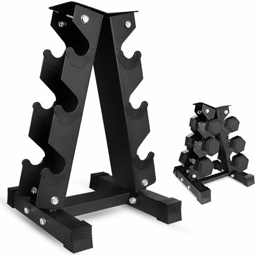 FK Sports Dumbbell Rack Storage Stand Tree 3tier, 5tier, 6tier, 9tier Hex Vertical Weight Wide Home Gym fitness | Dumbbells Holder Home Fitness Weight Rack Durable Steel (3-tier Black)