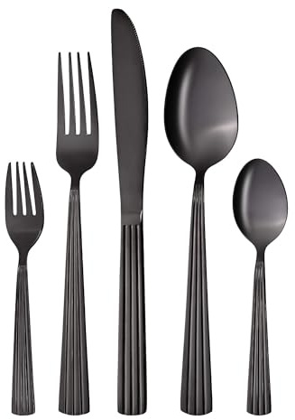 GRÄWE Besteckset für 4 Personen, 20-teilig, aus Edelstahl, Schwarzes Tafelbesteck, Spülmaschinengeeignet, Serie Athen