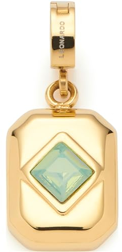JEWELS BY LEONARDO Anhänger Clip & Mix Antico • Ketten-Anhänger aus goldfarbenem Edelstahl • Medaillon-Charm mit grünem Glaskristall • Clip S (3,5 mm Ø) • Schmuck Geschenk für Frauen • 023660