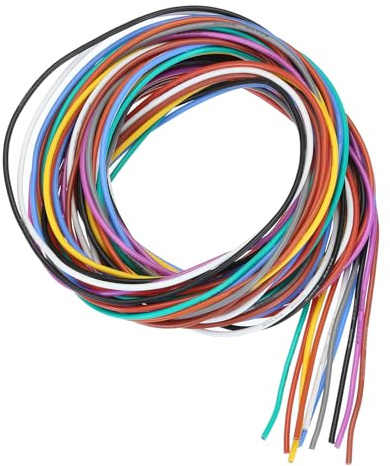 QUARKZMAN Calibro 20 Filo di Collegamento in PVC 1,5m/5 Piedi 20AWG Bobina Filo Elettrico Flessibile Ul1007 Trefoli Rame Stagnato 10 Colori, 0,18cm Dia per Collegamenti Interni Aeromodelli