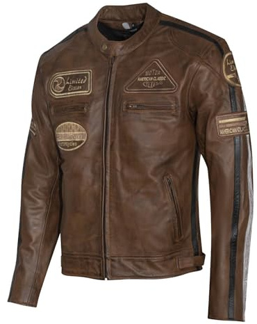 ASPIDEX Cafe Racer Damen-Motorradjacke aus Leder im Vintage-Stil