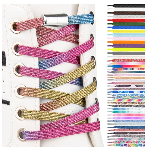 SULPO 2 paia Lacci scarpe elastici piatti - stringhe elastiche - Lacci colorati con chiusura rapida - Lacci elastici per sneakers - Lacci per bambini e adulti