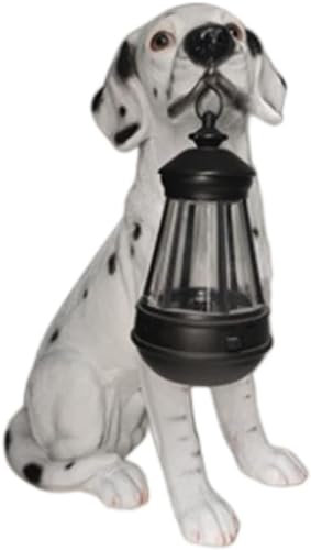 Lampes Solaires Statue ExtéRieure Jardin Chien Statues DéCor ExtéRieur RéSine Chien Sculpture avec LumièRe LED(C)