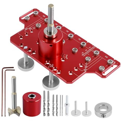 Tyinerc Gabarit de charnière de porte dissimulée, gabarit de quincaillerie d'armoire en aluminium | Gabarit de matériel pour accessoires d'outils électriques - Gabarit de trou de poche avec plusieurs