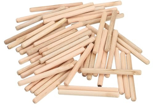 sourcing map 50 Stück 5/16 Zoll x 3-9/16 Zoll Holzdübelstifte, Holzdübel, Stangen, Möbel, Holzbearbeitung, gerillter Stift, Holzdübel geriffelt für Handwerk, DIY-Projekte