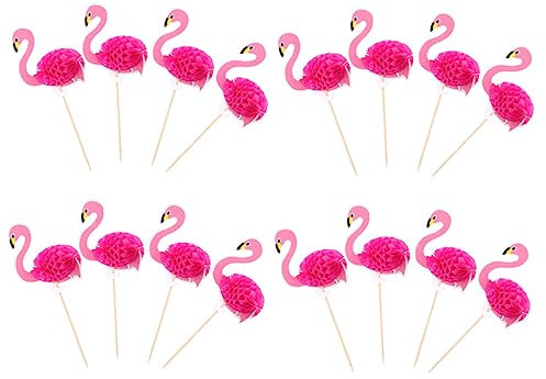 Amosfun 30st Flamingo-kuchen-einsatz Kuchendekorationskugeln Erdbeer-cupcake-topper Festkuchen Funkelnd Cupcake-topper Mit Ananas Flamingo-party Kugeln Kuchendekoration Papier Rosy
