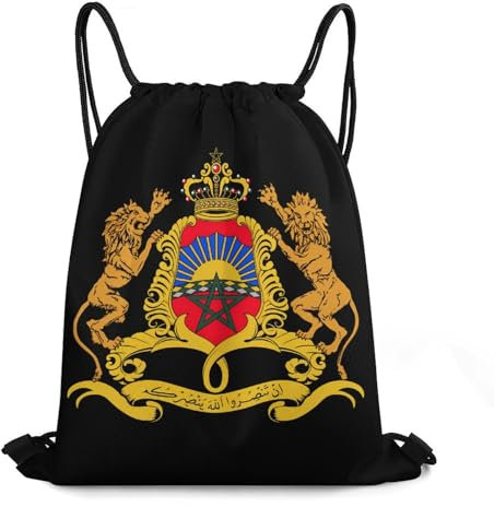 Tunnelzug Gymsack Wappen Von Marokko Schuhbeutel Verstellbar Gymnastikbeutel Erwachsene Klapprucksack, Für Yoga, Strand, Schwimmen, 36x42cm