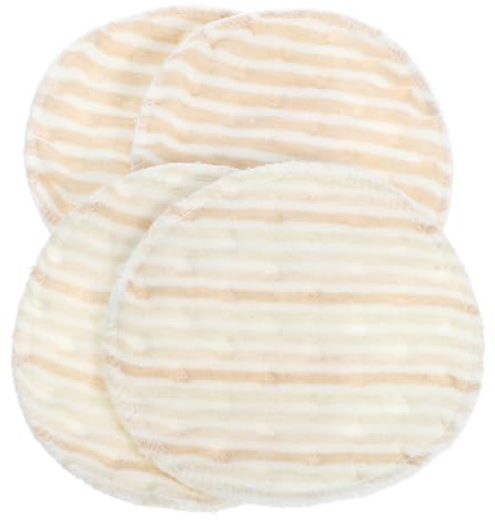 Coussinets D'allaitement Réutilisables 4 Pièces en Coton Beige | Format Compact, Usage Extérieur et Transport en Paquet à Main, Lot Pratique pour Femmes et Jeunes Mères
