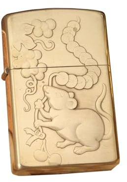 YHBNJIGW Briquet à kérosène Coupe-Vent, Relief en cuivre Rouge Fait Main, Style rétro, Couvercle Rabattable, Rechargeable, léger, idéal for l'extérieur, Cigare, Bougie, Cadeau père/Mari(Brass)