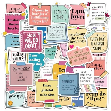 Reminders Motivational Stickers, Inspirational Laptop Stickers, Positive Waterproof Journal Sticker, Affirmation Sticker for Scrapbook Journal Scrapbook (Colorful-50)