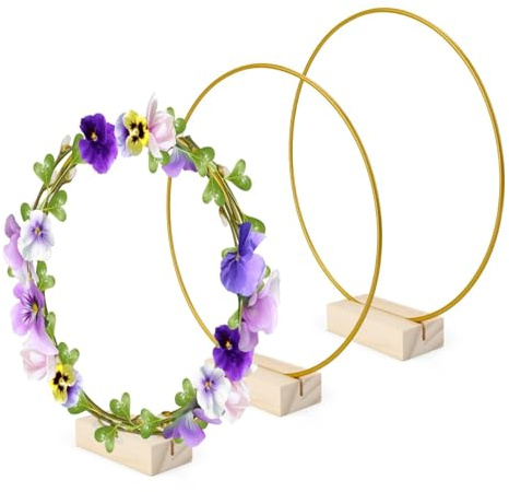 LNSYSNS 3 Stück Metallringe zum Basteln (20 cm) - Metallring mit Fuß, Metallring für Trockenblumenkränze, DIY-Deko & Wandschmuck