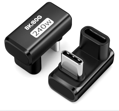 Seminer Adaptador USB C 80Gbps(2 Pack),Conector USB-C Macho a Tipo-C Hembra en Forma de U con PD 240W/80 Gbps, Extensor USBC para Steam Deck, Switch, Portátil, Tablet, Teléfono