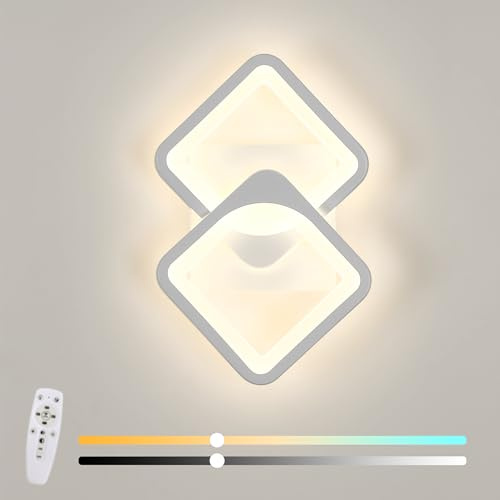 Tealight Applique Led Dimmerabile, Applique led da parete interno, 24W Lampada da Parete Moderno, Luminosità regolabile Lampada a Muro per camera da letto, soggiorno, corridoio (Con telecomando) | Illuminazione da parete in acrilico, per corridoio, scale, soggiorno, camera da letto