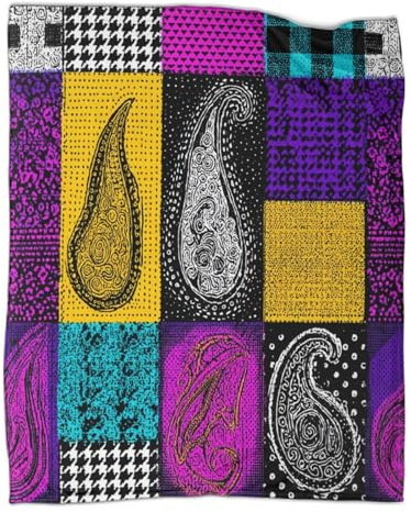 kaiyun Estilo Bohemio Manta Estampada 3D Patrón Retro de Patchwork y Cachemir Colcha De Diseño Ropa De Cama De Microfibra Suave Y Cálida Sofá Ropa De Cama 70x80inch(180x200cm)