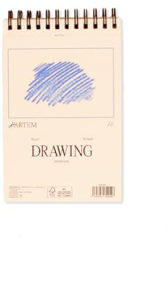 Hartem - Bloc de croquis A6 avec 60 feuilles | Carnet de croquis à spirale | Grammage 90 g/m² | Sketchbook pour artistes et professionnels | Design durable