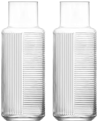 LAV 1.2L Helen Carafes en Verre - 2x Eau Vin Jus Réfrigérateur Stockage Pichet Ensemble | Chevet Lessive Distributeur Bouteilles Pot