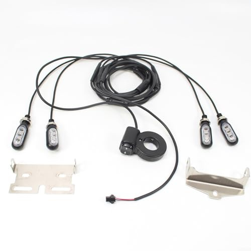 Honseadek Lot de clignotants avant et arrière pour vélo électrique 12 V avec feu stop pour moto, scooter, vélo - Étanche IP65, 200 lm - Noir