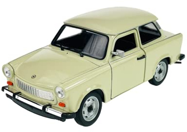 Generisch Modell Auto Kompatibel mit Trabant Trabbi 601 Limousine Weiss Beige ca 1/24 1:24 Metall Modell Auto Die Cast Neu im Kasten 24037