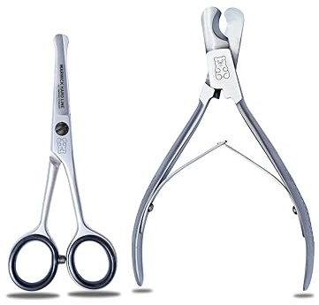 Professional Dog Nail Clippers and Dog Grooming Scissors for Dogs,Cats,Rabbit & All Pets, Pet nail trimmer, Large dog nail clippers, Safty scissor, paw care kit(5.5 Inches and 4.5 Inches respectively)