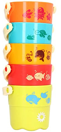Buntes Stapelbecher-Set, Pädagogisches Baby-Bauspielzeug für die Badewanne, 5-teiliges Stapelbecher-Spielzeug für Mehr Flexibilität für Kleinkinder, Kunststoff- für Kleinkinder ab 6 Monaten