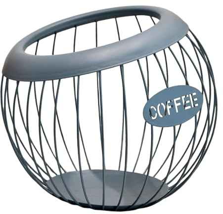 Llazsybz Coffee Pod Holder Soporte de Cápsulas de Café Canasta Organizadora Recipiente Decorativo Hecho en Hierro Adecuado para Hotel Cocina Cafetería, Azul, tal como se describe