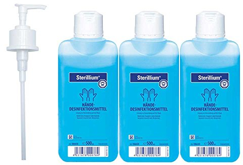 Bode Desinfektions-Set, 3x 500 ml Sterillium® Händedesinfektionsmittel + 1x original Dosierpumpe