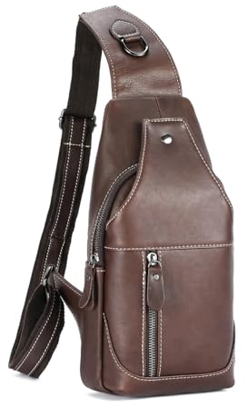 WeeDee Sling Bag Leder Schultertasche Brusttasche Umhängetasche Herren Bauchtasche Tasche Rucksack Daypacks Wasserresistent