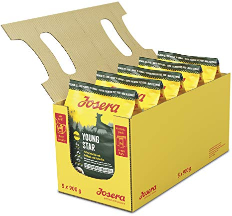 JOSERA YoungStar (5 x 900 g) | Junior | Premium Trockenfutter für wachsende Hunde | Geflügel & Kartoffel | getreidefrei | Welpenfutter für mittlere und große Rassen | Hundefutter | 5er Pack