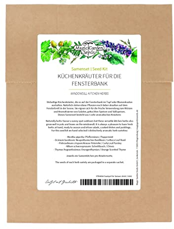 Hierbas culinarias para el alféizar- Set de de semillas con 5 variedades populares de hierbas culinarias