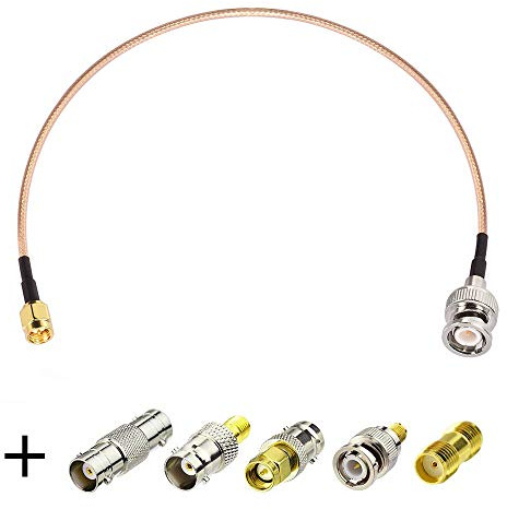 Superbat SMA till BNC-kabel 15,2 cm + 5 RF-koaxialadaptrar - kit för RF-applikationer, antenner, trådlösa LAN-enheter, Wi-Fi-radio