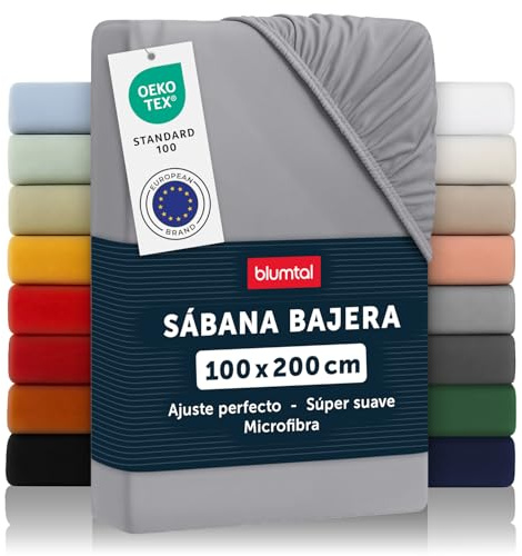 Blumtal® Spannbettlaken 100x200x30cm aus Microfaser - Oekotex zertifiziertes Bettlaken Spannbettlaken in Grau