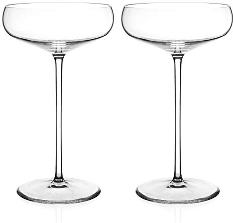 DIAMANTE Champagne Cocktail Saucers Pair - ‘Elegance’ Collection Undecorated Crystal - Set of 2