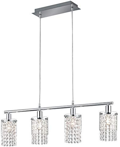 Reality Leuchten pendellampa Posh R30764006, metall krom, akrylhängning, exkl. 4 x E14