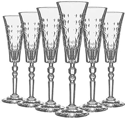 RCR Crystal 12 Piece Marilyn Champagne Flutes Set - Modern Cut Glass Stemware Goblets - 169ml