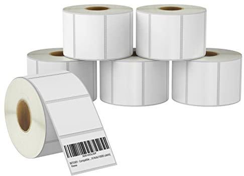 BETCKEY - 76mm x 51mm(3 in x 2 in) Perforadas Etiquetas Térmicas para Envío y Uso Múltiple Compatible con impresoras Zebra y otras [6 Rollen/4500 Etiquetas]
