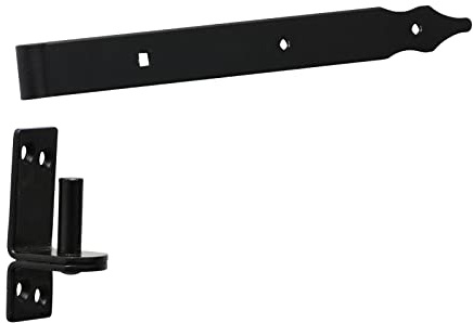 BRESKO Ladenband mit Kloben Set schwarz pulverbeschichtung 30-80 cm Torband Türband charnier Tor Gartentor (L: 300x30x3 mm / Ø10 mm Dorn)