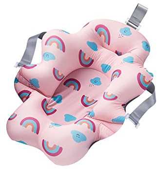 ISAKEN Babybadenetzt Baby Faltbar Badewannensitz Babywannenmatte Antirutsch BadeNetz Badekissen Kreuzförmig Badewanne Pad Badezubehör für Neugeboren Mädchen Jungen 0-18 Monate