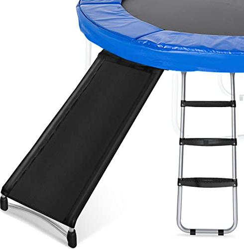 Fuliuna Universal Trampoline Ladder Slide kit, 3 Steps Wide Step Slide Ladder for Trampoline, Trampoline Accessories Include Slide and Ladder, Trampoline Slider for Children Kids Climb Up & Slide Down