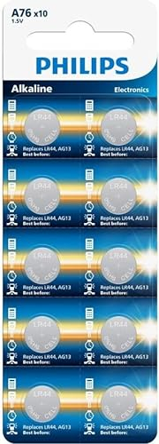 Philips Pile LR44 alcaline | AG13 | Piles bouton A76 1,5 V V13GA - Lot de 10