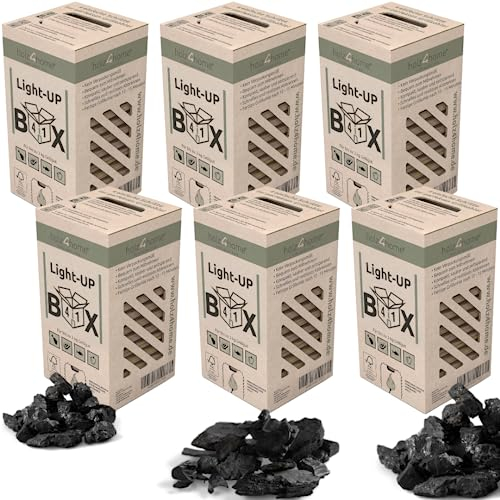 holz4home® Light-UP Box Anzünder (6 x 1 Set) 15 Kg | Kaminanzünder Grill Box Feuerstarter Grillkohle | Holzkohle Holzkohlegrill Grillanzünder | Einmalig Anzünden BBQ