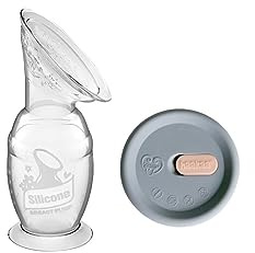 Haakaa Muttermilchpumpe 100 ml mit Saugfuß & Silikondeckel Set | Fängt wertvolle Muttermilch während des Stillens auf