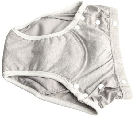 Stoffwindel für Erwachsene, Inkontinenzhose, Waschbar, Auslaufsicher, Extra Saugfähig, Reine Baumwolle, Inkontinenz-Stoffwindel für Erwachsene, Grau, M