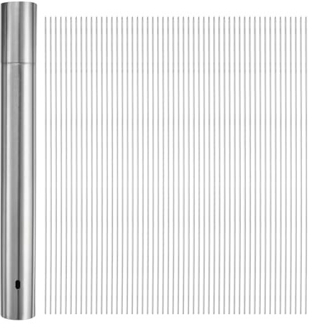 sourcing map 100 Stück Metallspieße 40 cm x 5 mm, Edelstahl, runde Stäbchen, wiederverwendbare Grillspieße, Outdoor-Grillstab mit Rohraufbewahrung für Fleisch, Garnelen, Obst, Gemüse