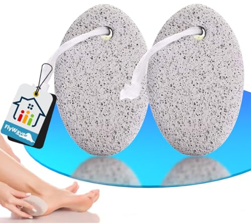 FlyWave Pietra Pomice Naturale per Piedi e Mani, Esfoliante e Rimozione Calli, Pietra per Pedicure, Set di 2 Pezzi, Multifunzione per Cura della Pelle