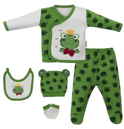 Generisch Baby Kleidung Set FROSCH Faschingskostüm Neugeborenes Erstausstattung 5-tlg (0-3 Monate) Gr.62