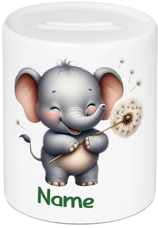 GRAZDesign Spardose Kinder mit Namen personalisiert Elefant Motiv für Junge und Mädchen, Geldgeschenk