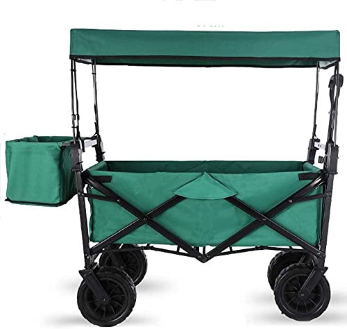 EPOTRDCV Chariot de Plage Pliable Tout-Terrain avec auvent, Chariot de Transport Utilitaire Robuste, Chariot de Jardin extérieur, Chariot de Courses Portable